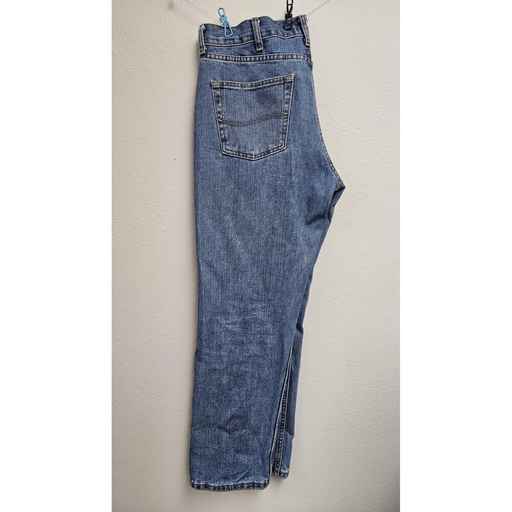 Lee Jeans Mens 36x30 Straight Leg Denim Classic 5 Pocket Zipper Fly Mid Wash
